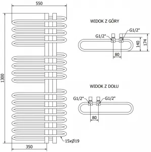 MEXEN - Ops vykurovací rebrík/radiátor 1300 x 550 mm, 694 W, biela W122-1300-550-00-20