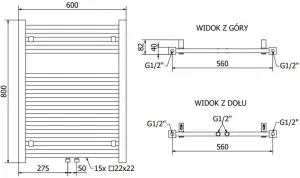 MEXEN - Plutón vykurovací rebrík/radiátor 800 x 600 mm, 471 W, biela W106-0800-600-00-20