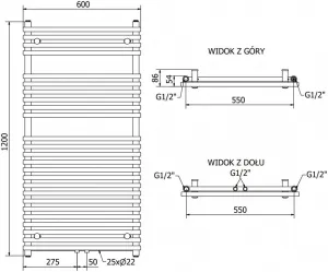 MEXEN - Sol vykurovací rebrík/radiátor 1200 x 600 mm, 520 W, chróm W125-1200-600-00-01