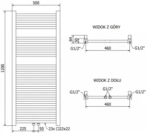 MEXEN - Plutón vykurovací rebrík/radiátor 1200 x 500 mm, 487 W, zlatá W106-1200-500-00-50