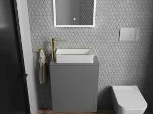 MEXEN - Nadia umývadlo na dosku 46 x 23, biela/zlatá hrana 21614605