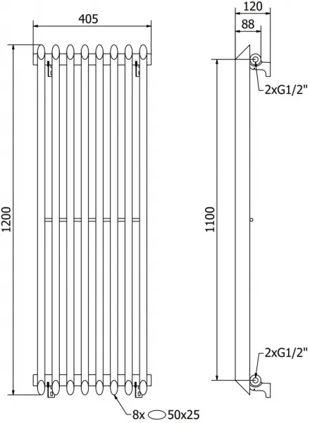 MEXEN - Atlanta vykurovací rebrík/radiátor 1200 x 405 mm, 646 W, biela W211-1200-405-00-20