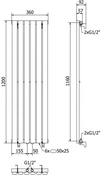 MEXEN - Oregon vykurovací rebrík/radiátor 1200 x 350 mm, 417 W, biela W202-1200-350-00-20