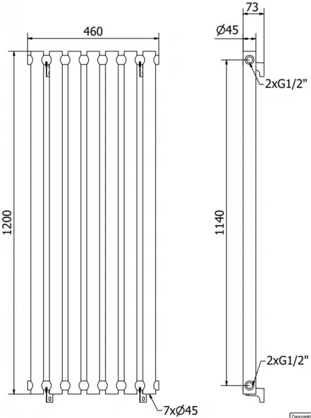 MEXEN - Texas vykurovací rebrík/radiátor 1200 x 460 mm, 502 W, biela W203-1200-460-00-20