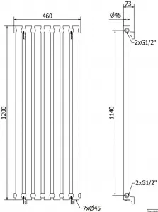MEXEN - Texas vykurovací rebrík/radiátor 1200 x 460 mm, 502 W, biela W203-1200-460-00-20
