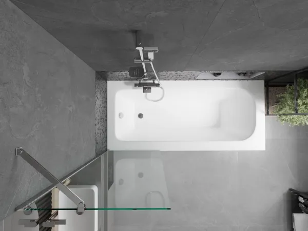 MEXEN/S - Vega obdĺžniková vaňa 150 x 70 cm s panelom + vaňová zástena 60, transparent, chróm 550115070X9506000001