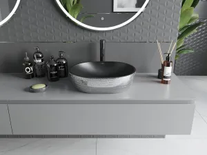 MEXEN - Viki umývadlo na dosku 48 x 35, čierna mat/strieborná vzor 21054872