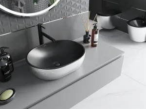MEXEN - Viki umývadlo na dosku 48 x 35, čierna mat/strieborná vzor 21054873