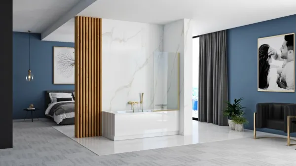 REA - Vaňová zástena Elegant 70 zlatá kartáčovaná REA-W6600