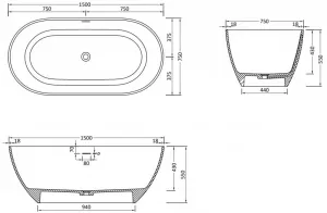 Mexen Rimini, 150 x 75 cm 57241507500