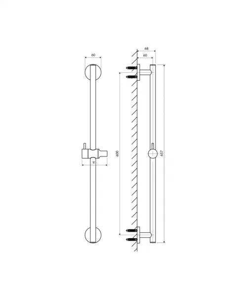 OMNIRES - Sprchová tyč 66 cm, biela mat DR12WM