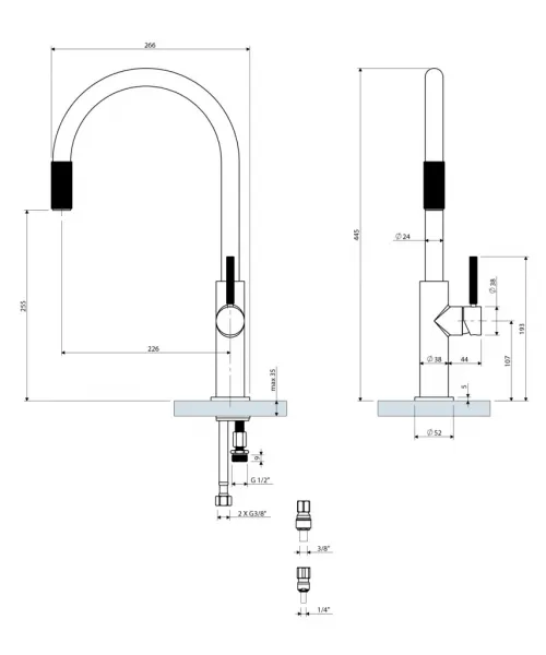 OMNIRES OMNIRES - Drezová batéria (kompatibilná s akýmkoľvek systémom filtrácie vody), grafit SW9057GR