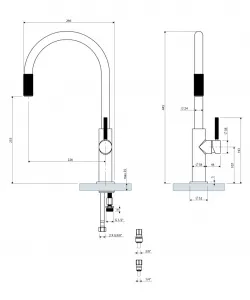 OMNIRES OMNIRES - Drezová batéria (kompatibilná s akýmkoľvek systémom filtrácie vody), grafit SW9057GR