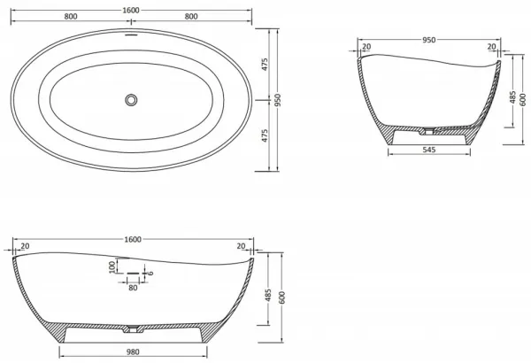 Mexen Parma 160 x 95 cm 57231609570