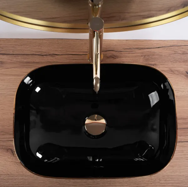 REA - Umývadlo na dosku Belinda BLACK GOLD BRUSH REA-U8780