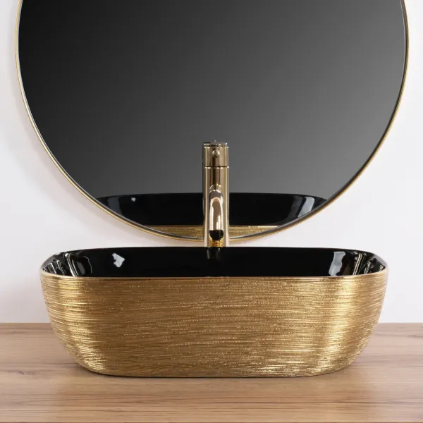REA - Umývadlo na dosku Belinda BLACK GOLD BRUSH REA-U8780
