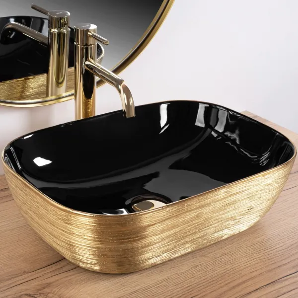 REA - Umývadlo na dosku Belinda BLACK GOLD BRUSH REA-U8780