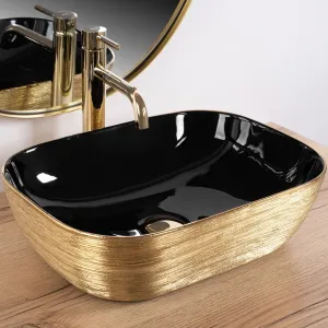 REA - Umývadlo na dosku Belinda BLACK GOLD BRUSH REA-U8780