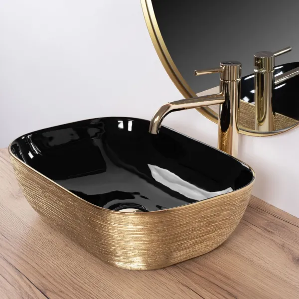 REA - Umývadlo na dosku Belinda BLACK GOLD BRUSH REA-U8780