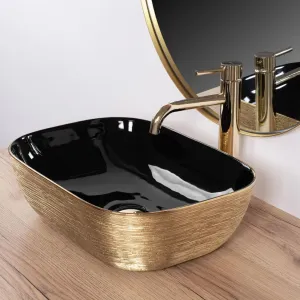 REA - Umývadlo na dosku Belinda BLACK GOLD BRUSH REA-U8780