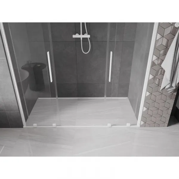 MEXEN/S - Velar Duo posuvné sprchové dvere 170, transparent, białe 871-170-000-02-20