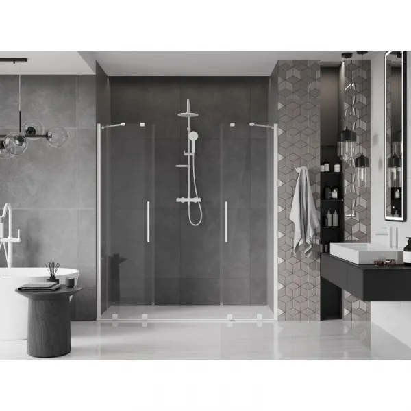 MEXEN/S - Velar Duo posuvné sprchové dvere 170, transparent, białe 871-170-000-02-20