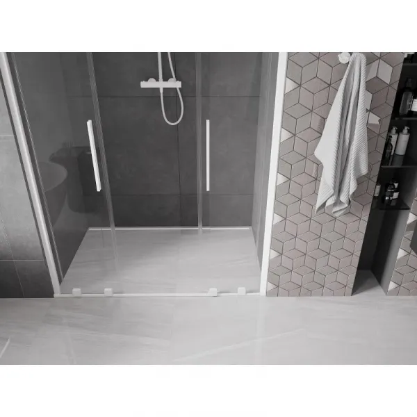 MEXEN/S - Velar Duo posuvné sprchové dvere 140, transparent, białe 871-140-000-02-20