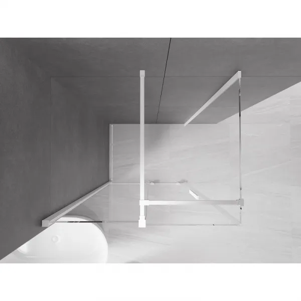 MEXEN/S - Velár sprchovací kút 130 x 85, transparent, biela 871-130-085-01-20