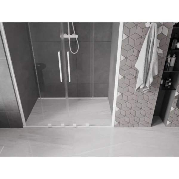 MEXEN/S - Velar Duo posuvné sprchové dvere 150, transparent, białe 871-150-000-02-20