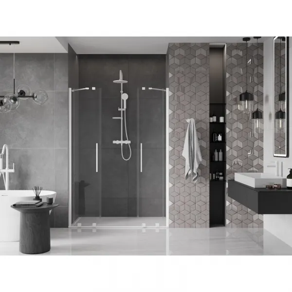 MEXEN/S - Velar Duo posuvné sprchové dvere 150, transparent, białe 871-150-000-02-20