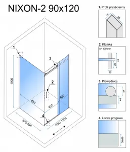 REA/S - Sprchovací kút Nixon 90x120 ĽAVÝ KPL-00419