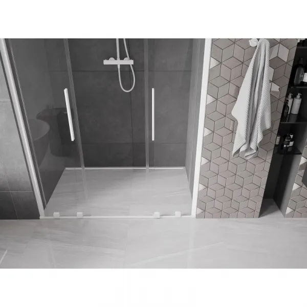 MEXEN/S - Velar Duo posuvné sprchové dvere 150, transparent, białe 871-150-000-02-20