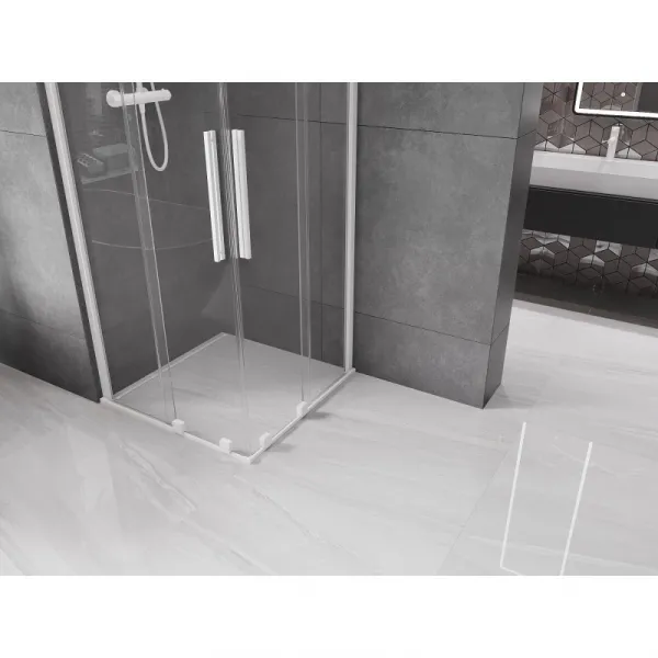 MEXEN/S - Velar Duo štvorcový sprchovací kút 80 x 80, transparent, biela 871-080-080-02-20