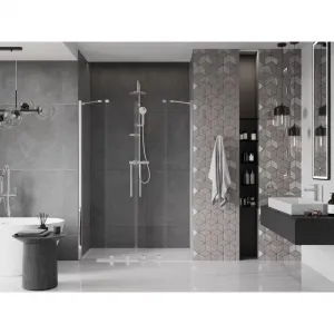 MEXEN/S - Velar Duo posuvné sprchové dvere 160, transparent, chróm 871-160-000-02-01