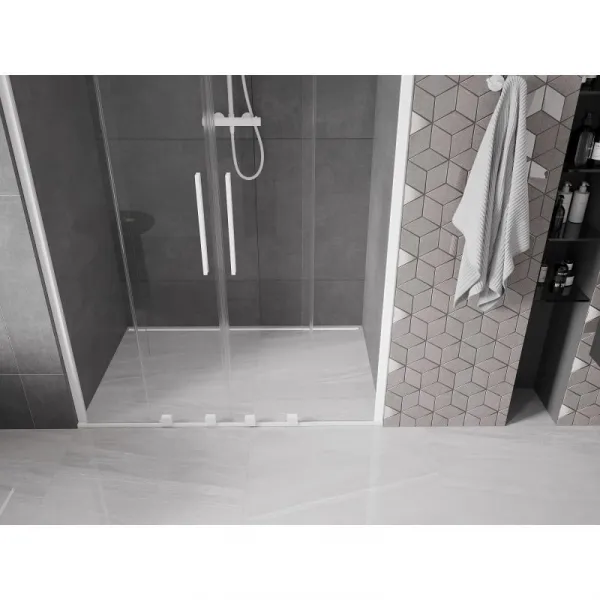 MEXEN/S - Velar Duo posuvné sprchové dvere 160, transparent, białe 871-160-000-02-20