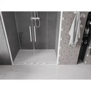 MEXEN/S - Velar Duo posuvné sprchové dvere 160, transparent, białe 871-160-000-02-20