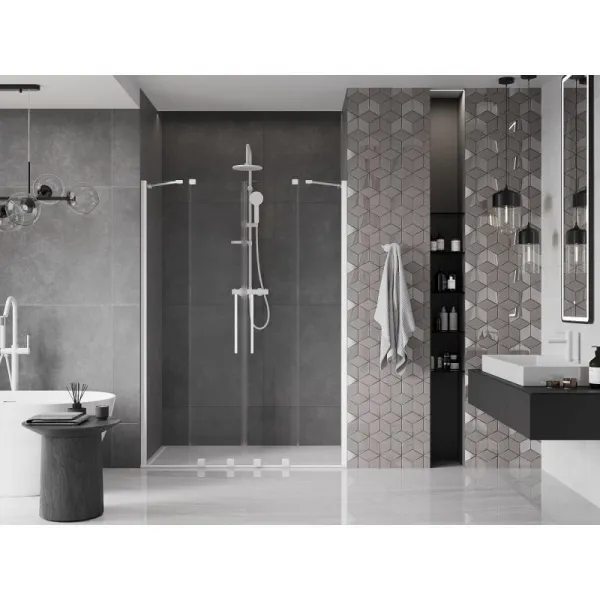 MEXEN/S - Velar Duo posuvné sprchové dvere 160, transparent, białe 871-160-000-02-20