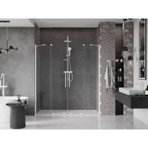 MEXEN/S - Velar Duo posuvné sprchové dvere 170, transparent, białe 871-170-000-02-20