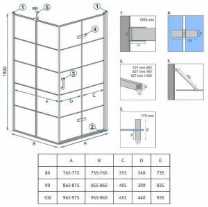REA/S - Sprchovací kút MOLIER 90x90 - čierny KPL-K8538