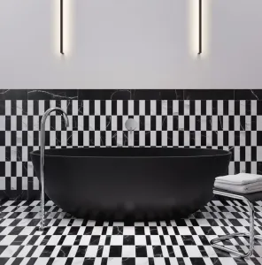 OMNIRES - SHELL M+ voľne stojaca vaňa, 160 x 75 cm, s odpadom, čierna láva SHELLWWBLV