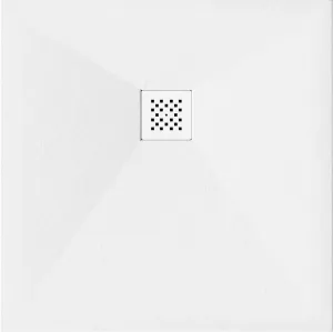MEXEN/S - Stone+ štvorcová sprchová vanička 80 x 80, biela, mriežka biela 44108080-W
