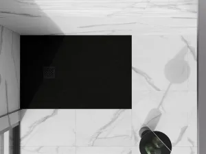 MEXEN/S - Stone+ obdĺžniková sprchová vanička 130 x 70, čierna, mriežka čierna 44707013-B
