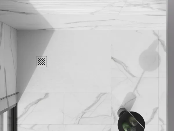 MEXEN/S - Stone+ obdĺžniková sprchová vanička 140 x 90, biela, mriežka biela 44109014-W