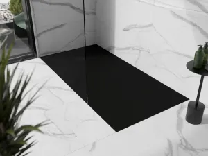 MEXEN/S - Stone+ obdĺžniková sprchová vanička 180 x 80, čierna, mriežka čierna 44708018-B