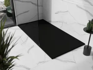 MEXEN/S - Stone+ obdĺžniková sprchová vanička 200 x 80, čierna, mriežka čierna 44708020-B
