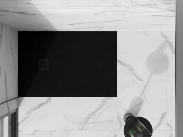 MEXEN/S - Stone+ obdĺžniková sprchová vanička 120 x 100, čierna, mriežka čierna 44701012-B