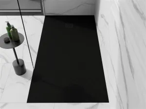 MEXEN/S - Stone+ obdĺžniková sprchová vanička 180 x 80, čierna, mriežka čierna 44708018-B