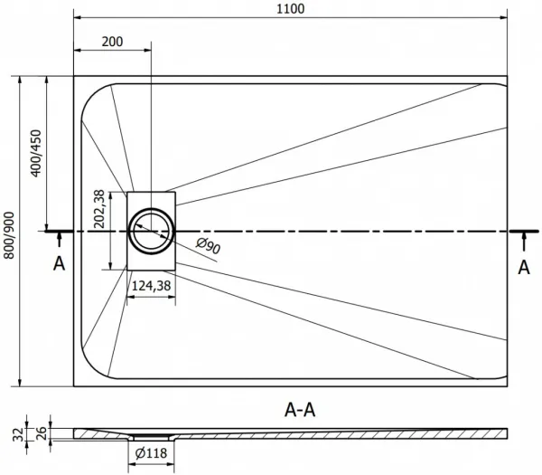 MEXEN - Hugo sprchová vanička obdĺžniková SMC 110x80, čierna 42708011