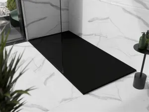 MEXEN/S - Stone+ obdĺžniková sprchová vanička 180 x 90, čierna, mriežka čierna 44709018-B