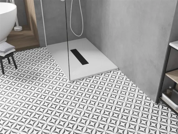 MEXEN/S - Toro obdĺžniková sprchová vanička SMC 110 x 80, biela, mriežka čierna 43108011-B